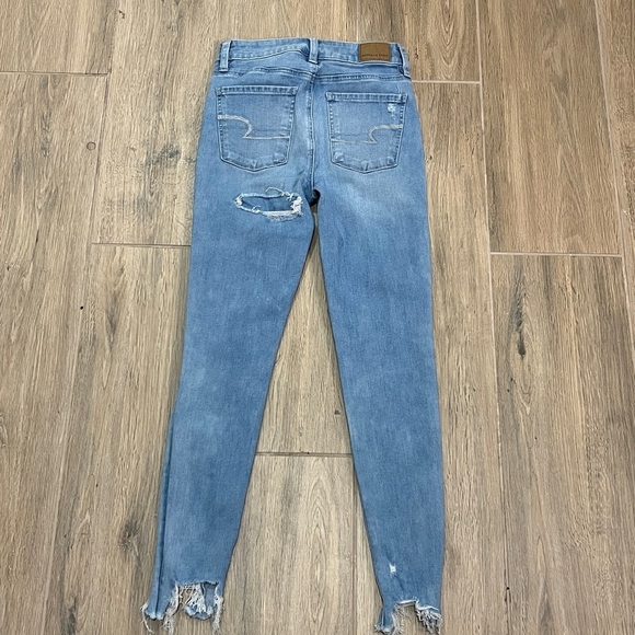 American Eagle Jeans Short Distressed Super Hi Rise Jegging Slim Vintage Skinny - Picture 10 of 13